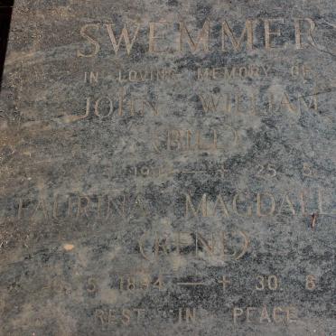 SWEMMER John William 1902-1978 &amp; Faurina Magdalena 1894-1980