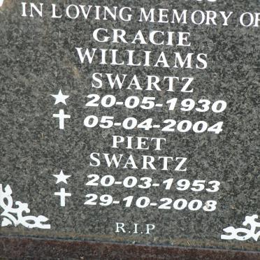 SWARTZ Gracie Williams 1930-2004 :: SWARTZ Piet 1953-2008 