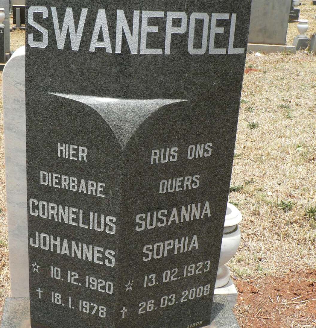 SWANEPOEL Cornelius Johannes 1920-1978 &amp; Susanna Sophia 1923-2008