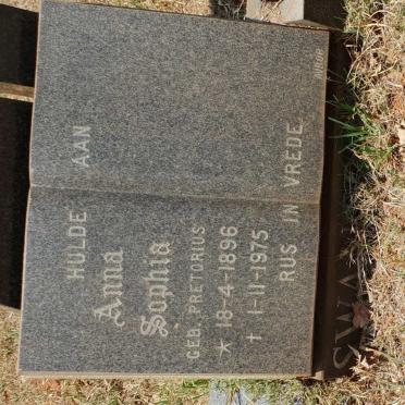 SWANEPOEL Anna Sophia nee PRETORIUS 1896-1975