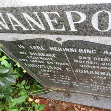 SWANEPOEL Christiaan C. 1931-1995 &amp; Johanna M.K. 1931-2013