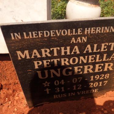 UNGERER Martha Aletta Petronella 1928-2017