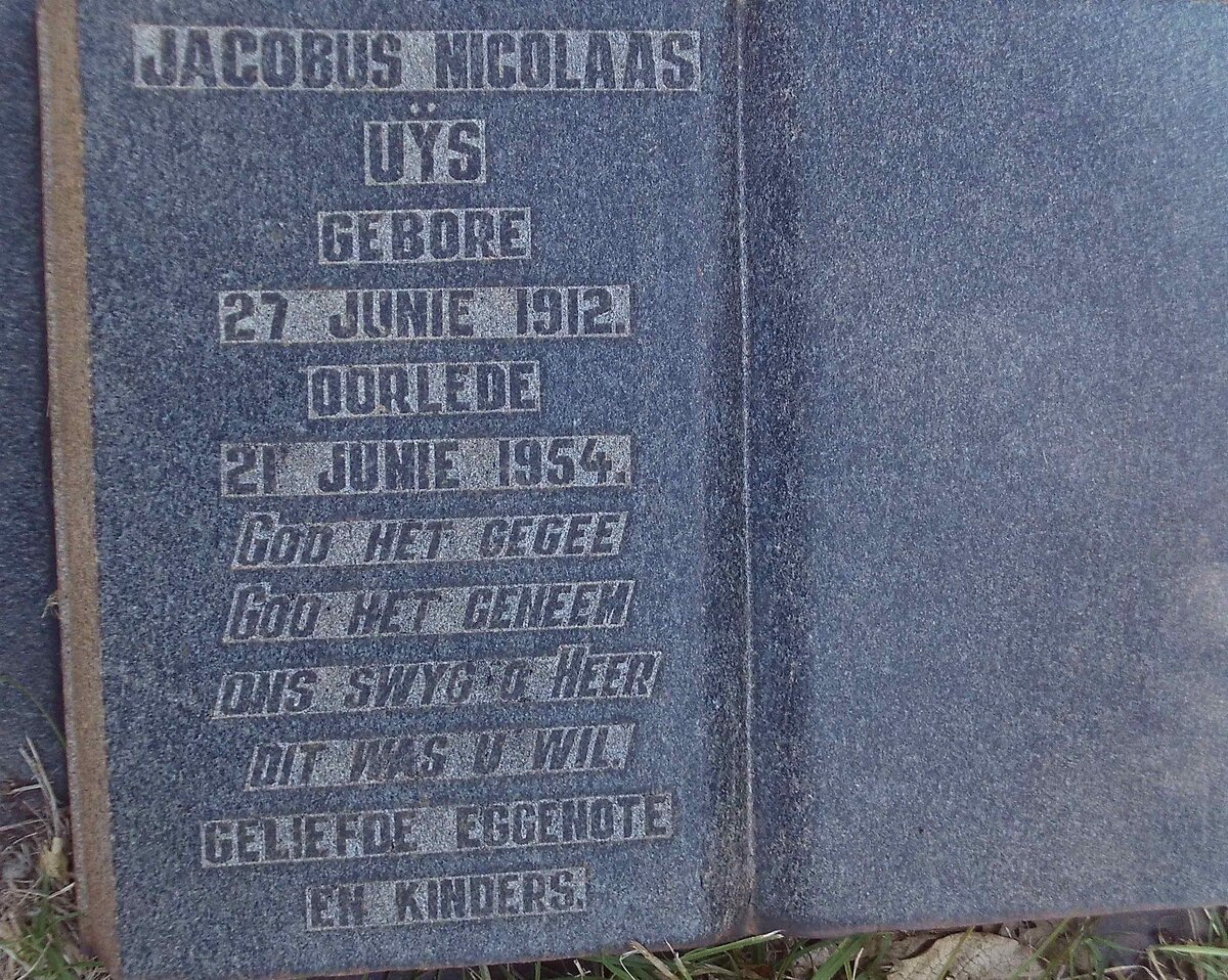 UYS Jacobus Nicolaas 1912-1954
