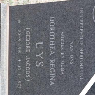 UYS Dorothea Regina nee JACOBS 1919-1977