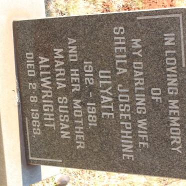 ULYATE Sheila Josephine 1912-1981 :: ALLWRIGHT Maria Susan -1963