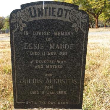 UNTIEDT Julius Augustus -1965 &amp; Elsie Maude -1961