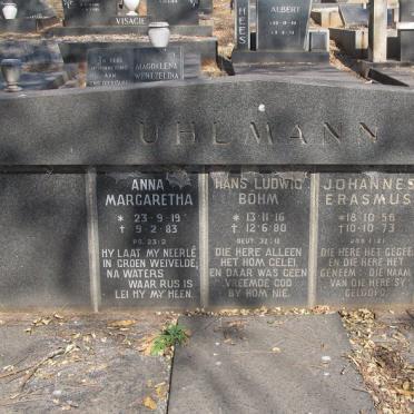 UHLMANN Hans Ludwig Bohm 1916-1980 &amp; Anna Margaretha 1919-1983 :: UHLMANN Erasmus 1956-1973
