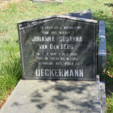 UECKERMANN Johanna Susanna voorheen VAN DEN BERG 1881-1976