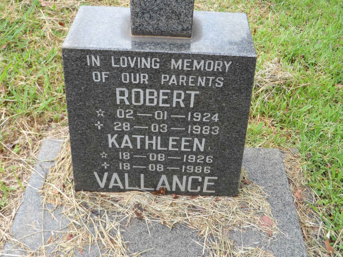 VALLANCE Robert 1924-1983 &amp; Kathleen 1926-1986