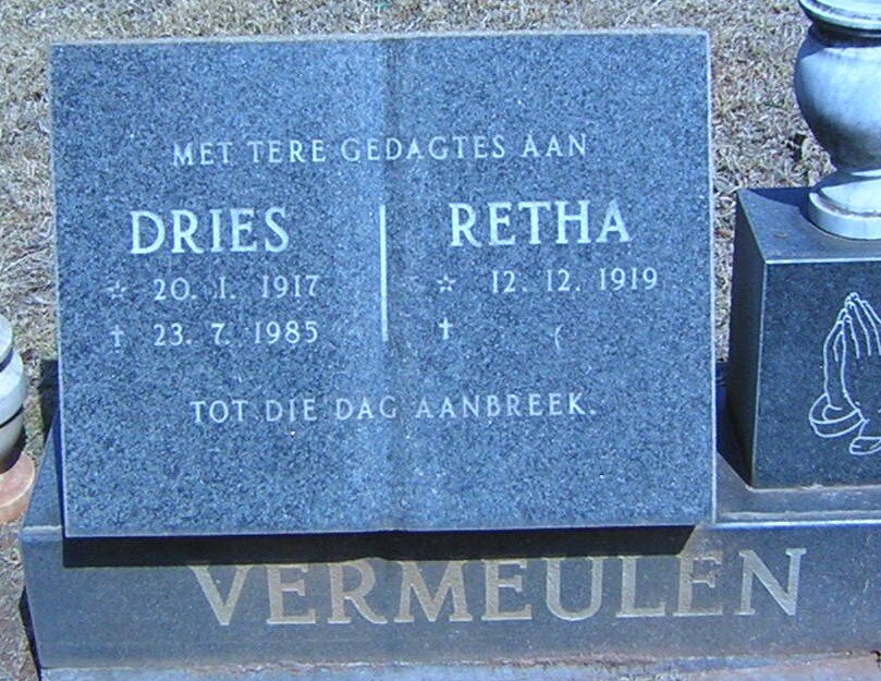 VERMEULEN Dries 1917-1985 &amp; Retha 1919-