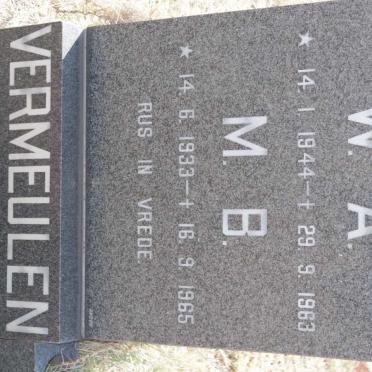 VERMEULEN W.A. 1944-1963 :: VERMEULEN M.B. 1933-1965