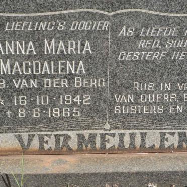 VERMEULEN Anna Maria Magdalena nee VAN DER BERG 1942-1965