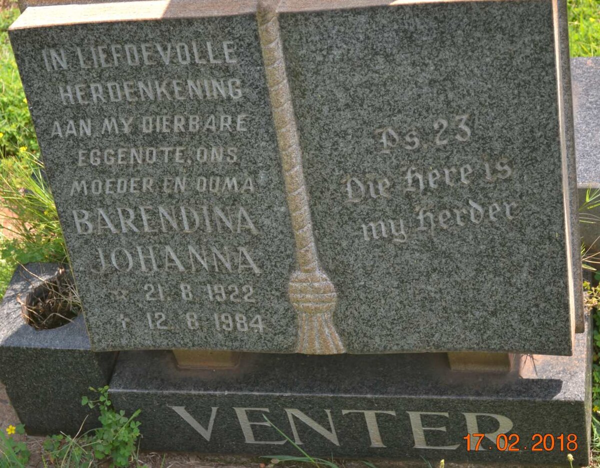 VENTER Barendina Johanna 1922-1984
