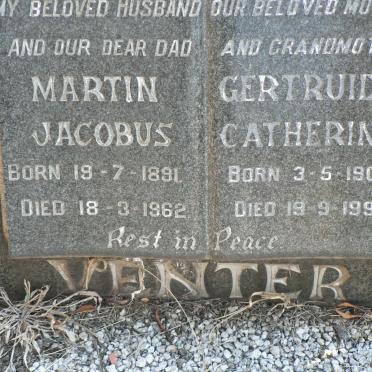 VENTER Martin Jacobus 1891-1962 &amp; Gertruida Catherine 1908-1995