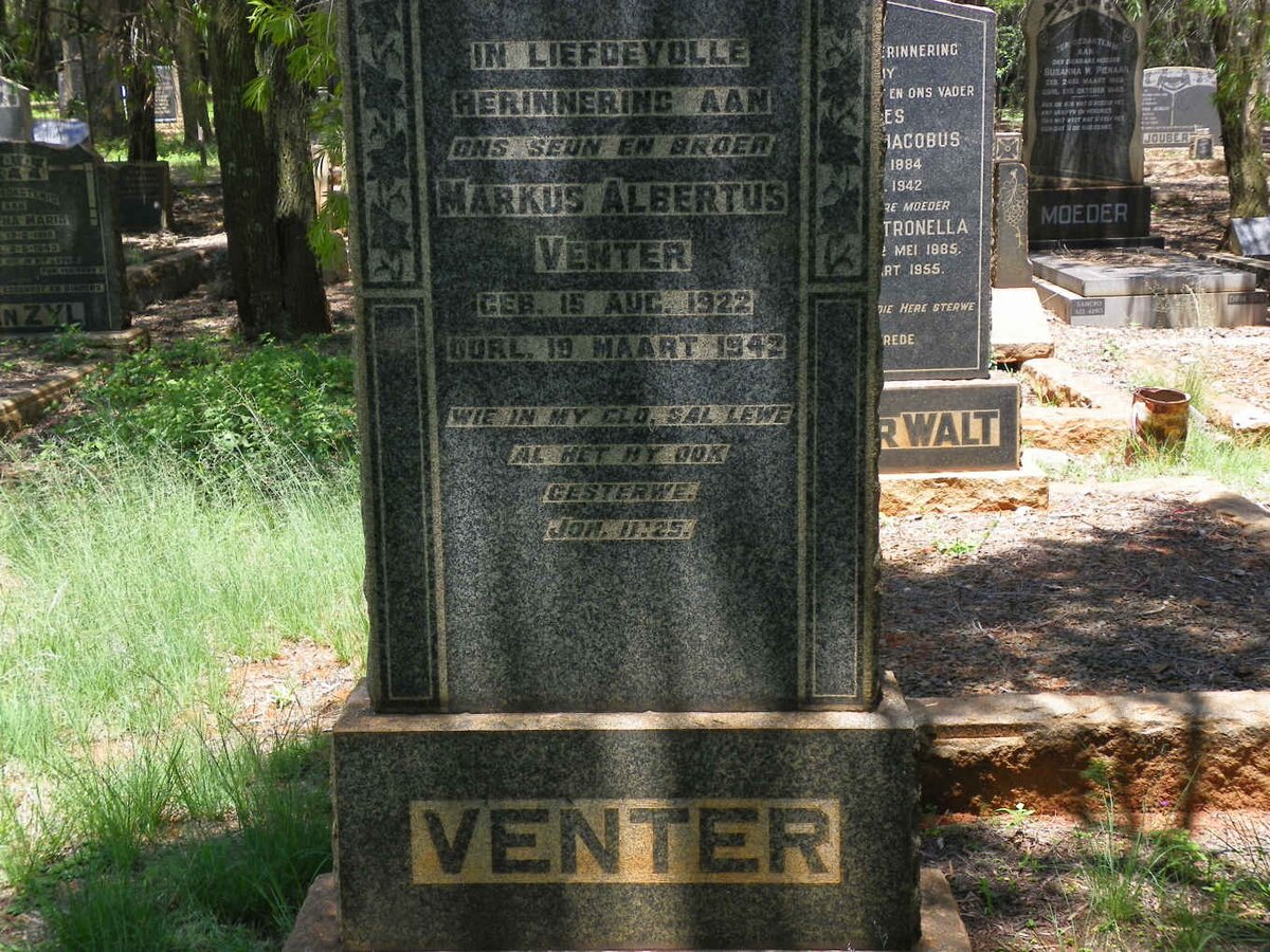 VENTER Markus Albertus 1922-1942