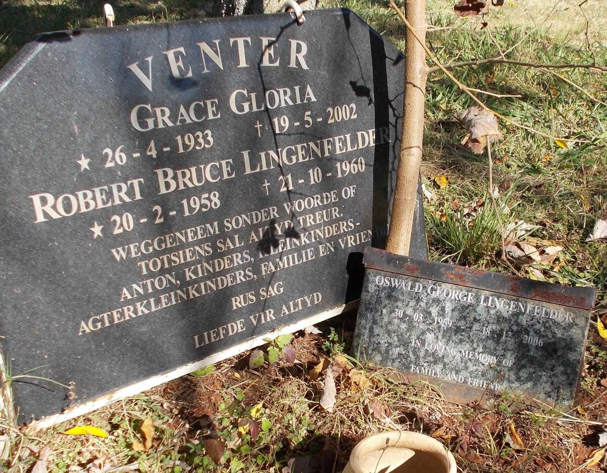 VENTER Grace Gloria 1933-2002 :: LINGENFELDER Robert Bruce 1958-1960 :: LINGENFELDER Oswald George 1959-2006