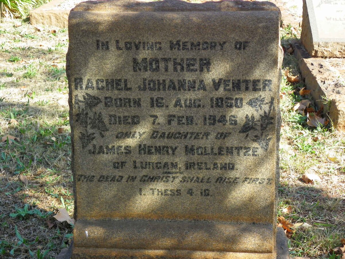 VENTER Rachel Johanna nee MOLLENTZE 1850-1946