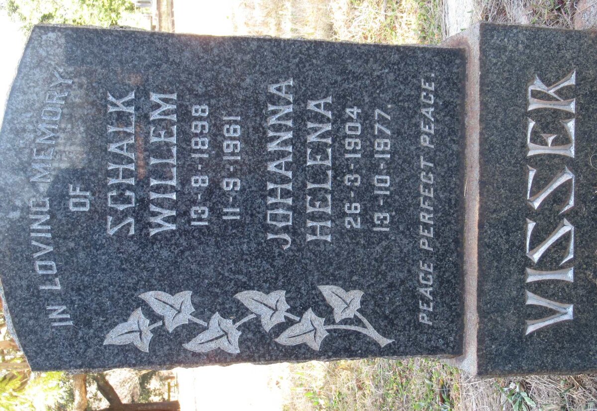 VISSER Schalk Willem 1898-1961 &amp; Johanna Helena 1904-1977