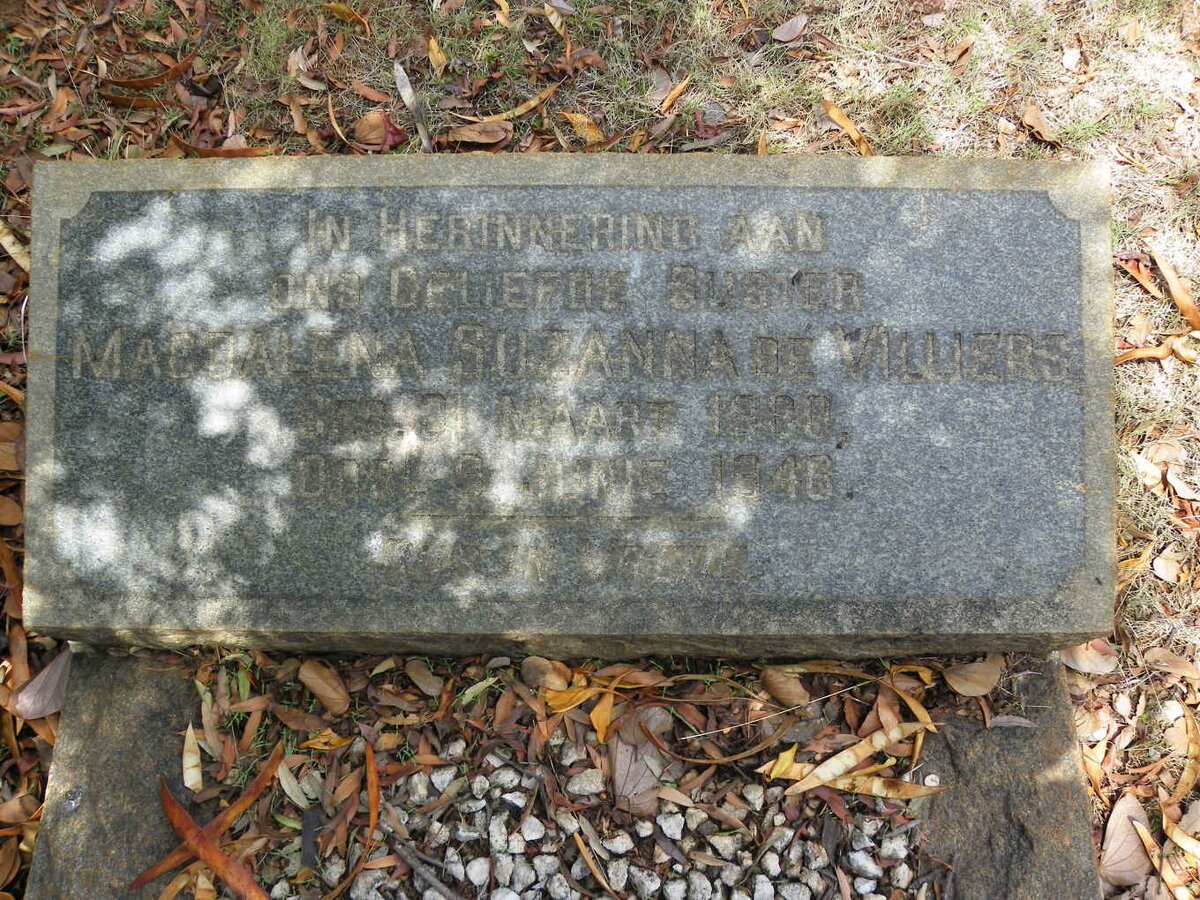 VILLIERS Magdalena Suzanna, de 1880-1946