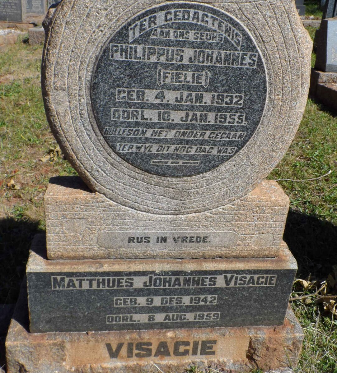 VISAGIE Philippus Johannes 1932-1955 :: VISAGIE Matthues Johannes 1942-1959