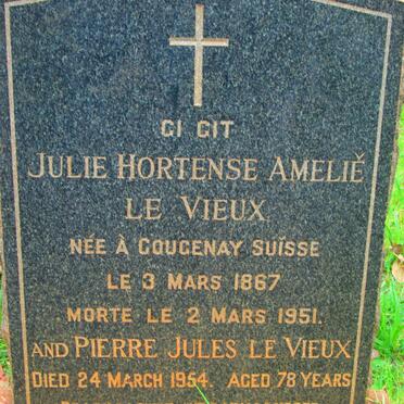 VIEUX Pierre Jules, le -1954 &amp; Julie Hortense Amelie 1867-1951