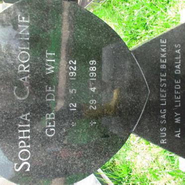 VISAGE Sophia Caroline nee DE WIT 1922-1989