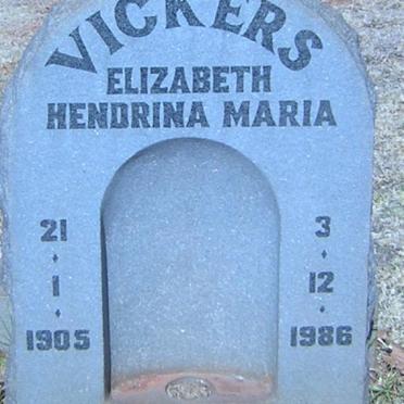 VICKERS Elizabeth Hendrina Maria 1905-1986