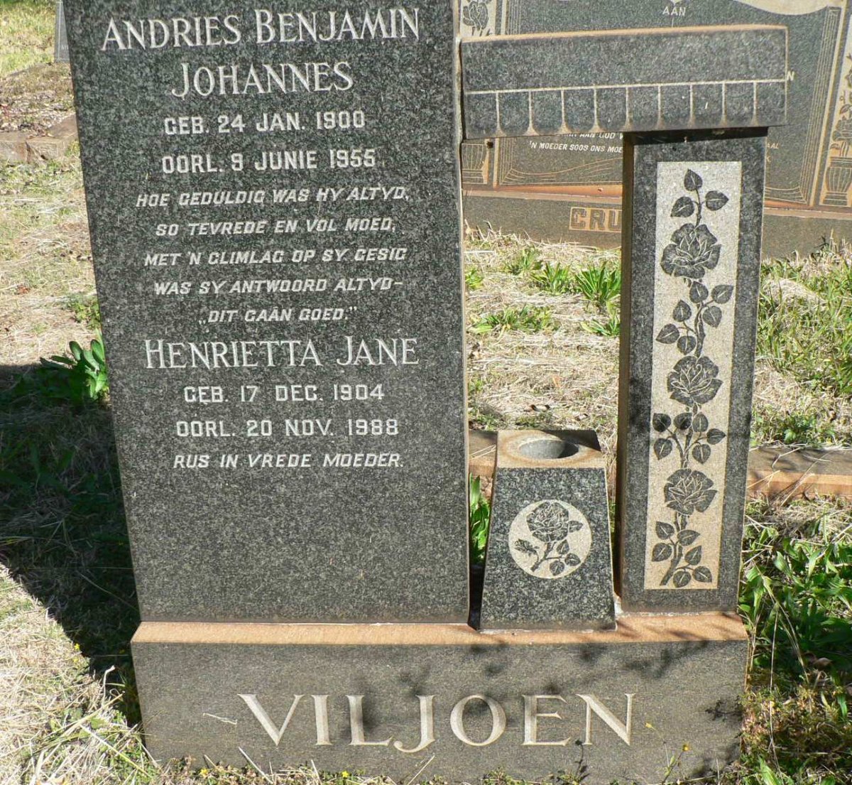 VILJOEN Andries Benjamin Johannes 1900-1955 &amp; Henrietta Jane 1904-1988