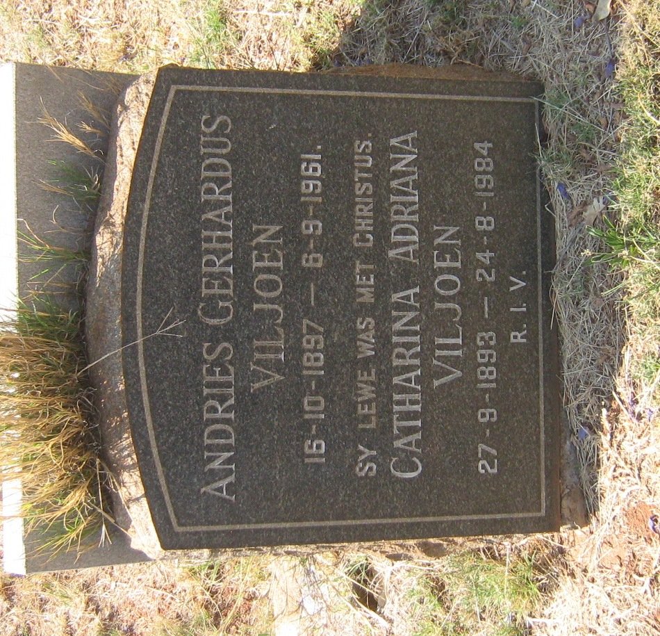 VILJOEN Andries Gerhardus 1897-1961 &amp; Catharina Adriana 1893-1984