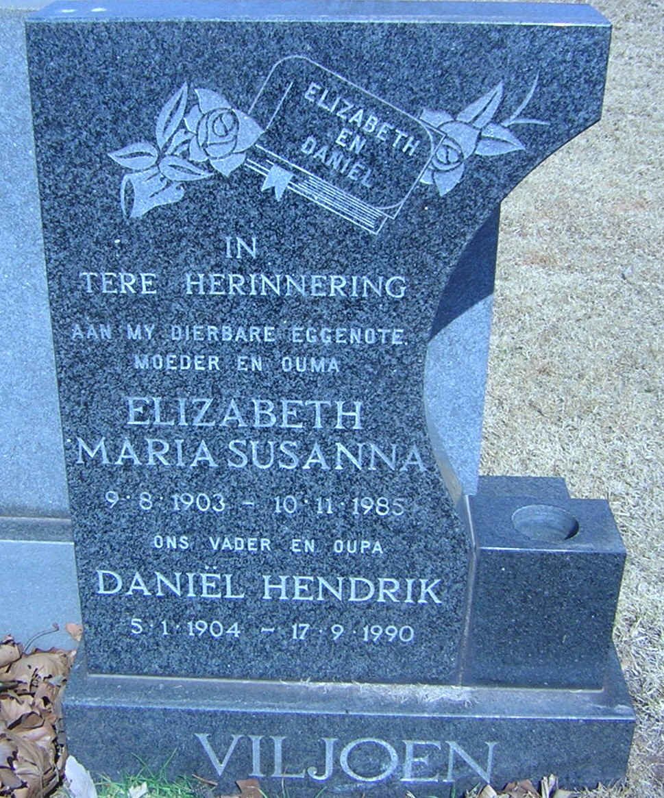 VILJOEN Daniel Hendrik 1904-1990 &amp; Elizabeth Maria Susanna 1903-1985