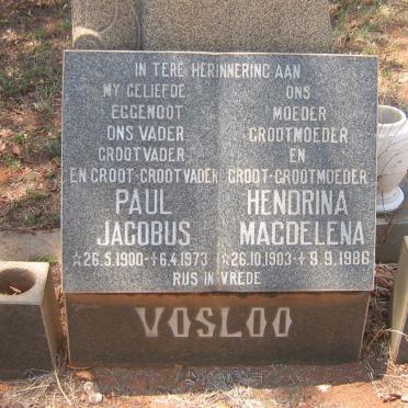 VOSLOO Paul Jacobus 1900-1973 &amp; Hendrina Magdelena 1903-1986