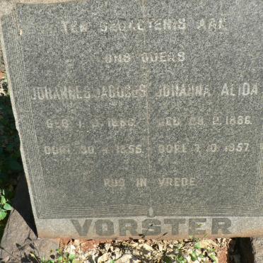 VORSTER Johannes Jacobus 1886-1955 &amp; Johanna Alida 1886-1957