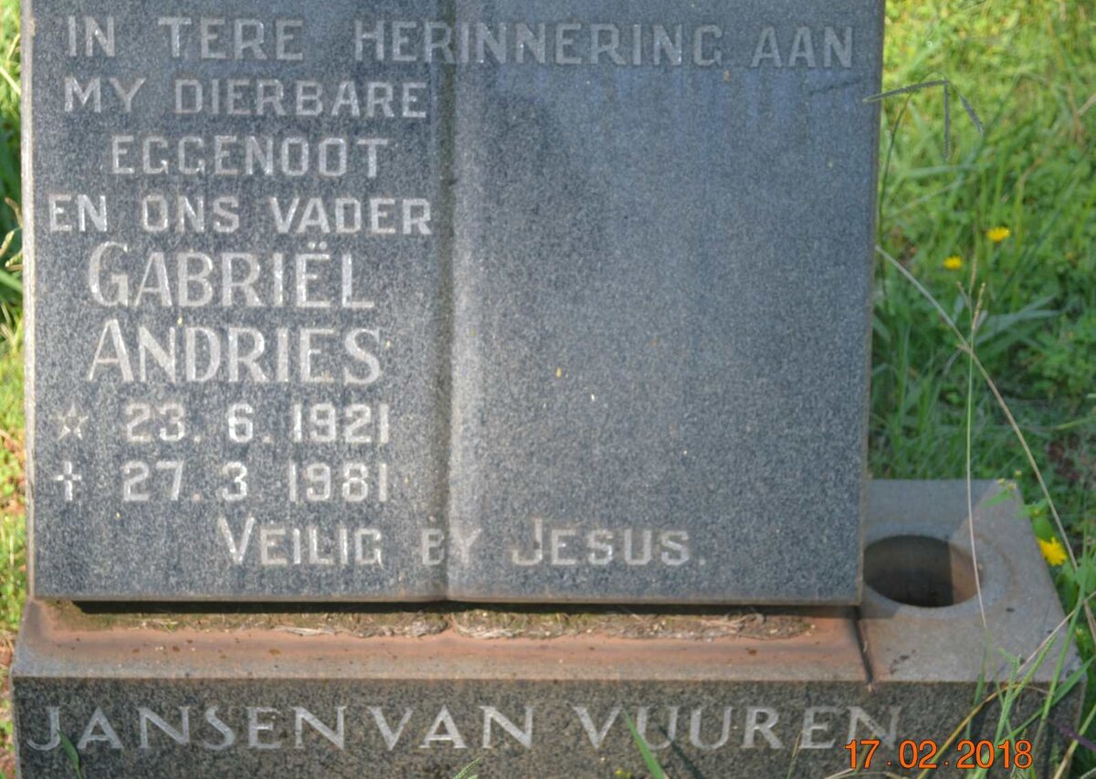 VUUREN Gabriel Andries, Jansen van 1921-1981