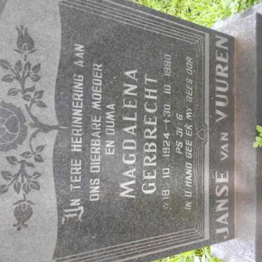 VUUREN Magdalena Gerbrecht, Janse van 1924-1990