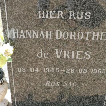 VRIES Hannah Dorothea, de 1945-1968