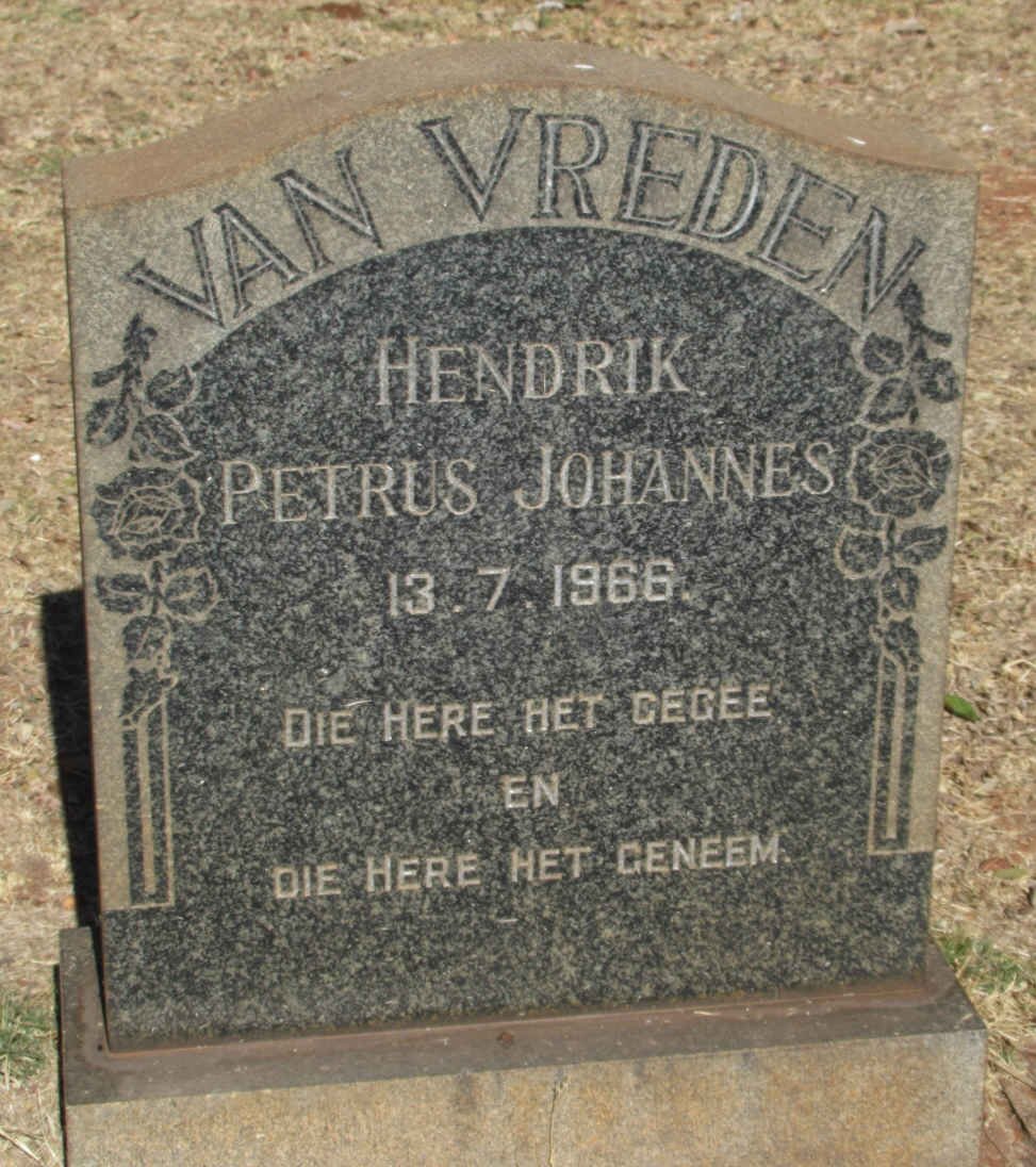VREDEN Hendrik Petrus Johannes, van -1966