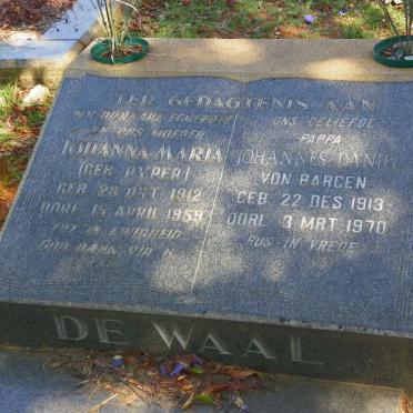 WAAL Johannes Daniel Von Bargen, de 1913-1970 &amp; Johanna Maria PYPER 1912-1959