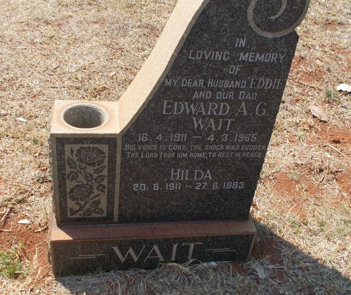 WAIT Edward A.G. 1911-1965 &amp; Hilda 1911-1983