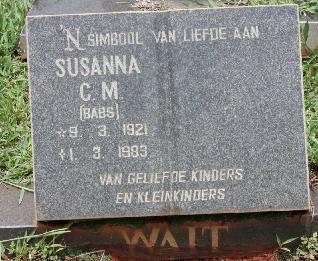 WAIT Susanna C.M. 1921-1983