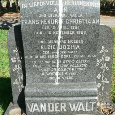 WALT Frans Hendrik Christiaan, van der 1891-1958 &amp; Elzie Jozina VAN DER WALT 1892-1959