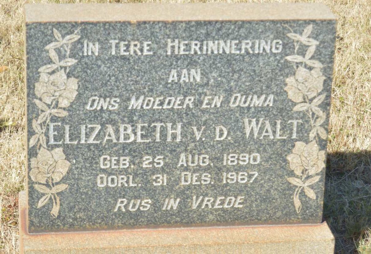 WALT Elizabeth, v.d. 1890-1967