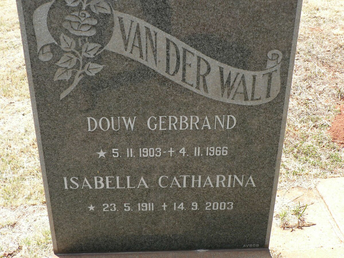 WALT Douw Gerbrand, van der 1903-1966 &amp; Isabella Catharina 1911-2003