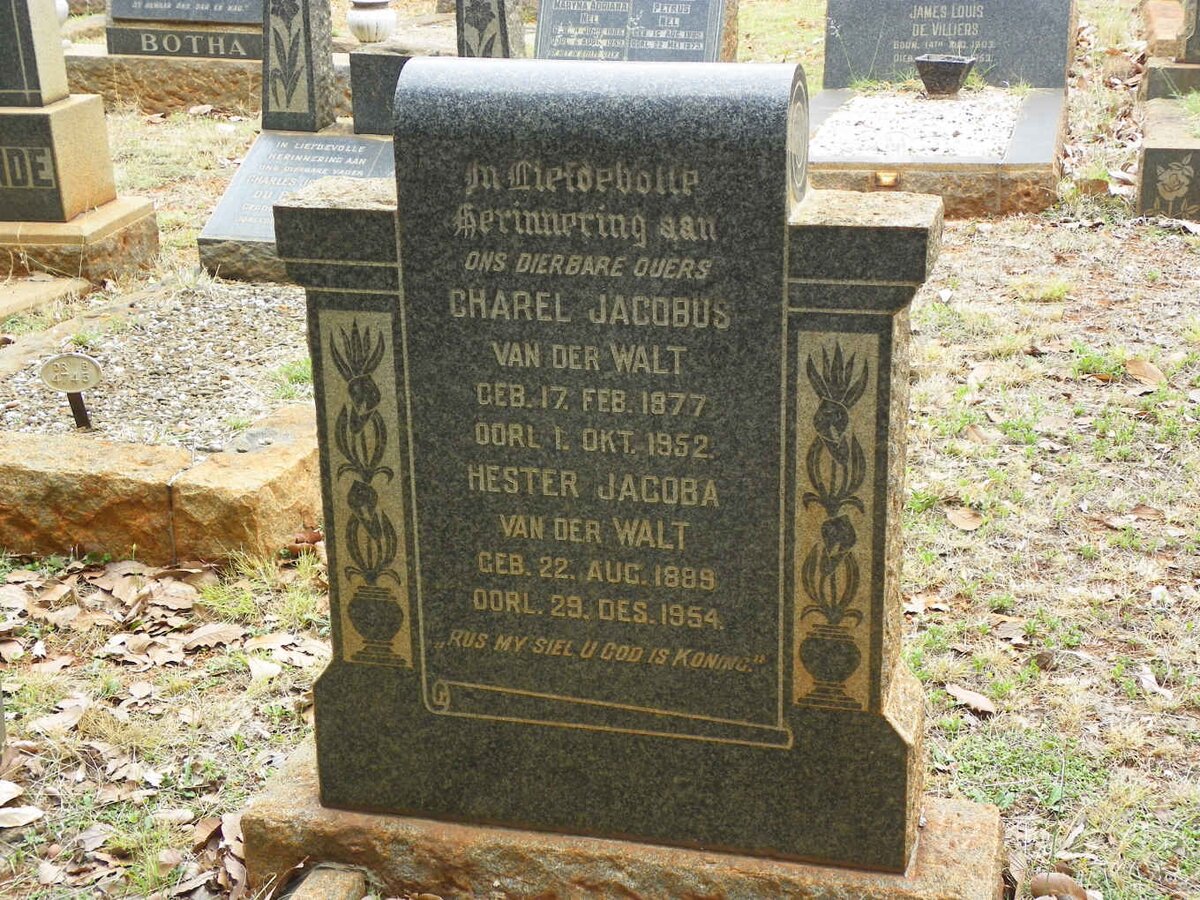 WALT Charel Jacobus, van der 1877-1952 &amp; Hester Jacoba 1889-1954