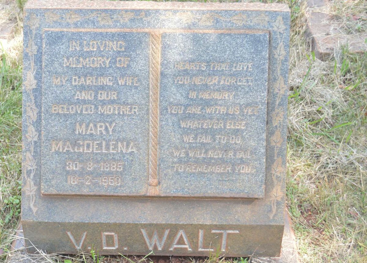 WALT Mary Magdelena, v.d. 1885-1953