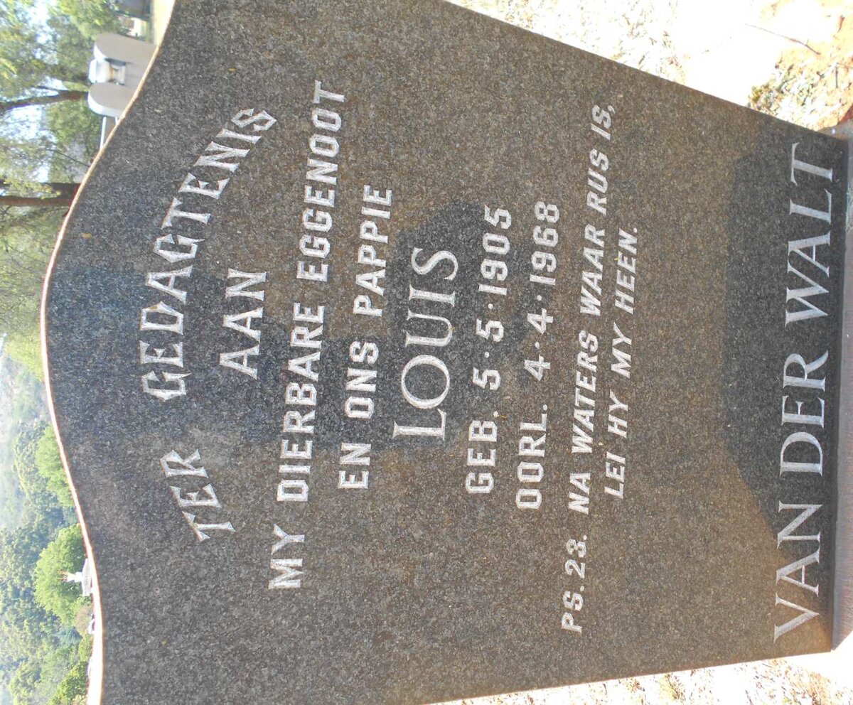 WALT Louis, van der 1905-1968