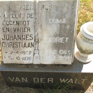 WALT Johannes Christiaan, van der 1902-1979 &amp; Harriet 1904-1990 