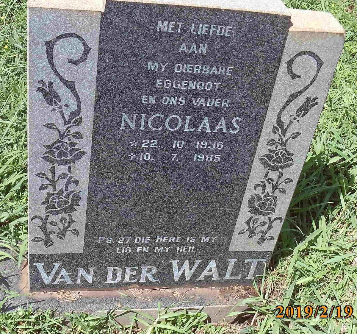 WALT Nicolaas, van der 1936-1985