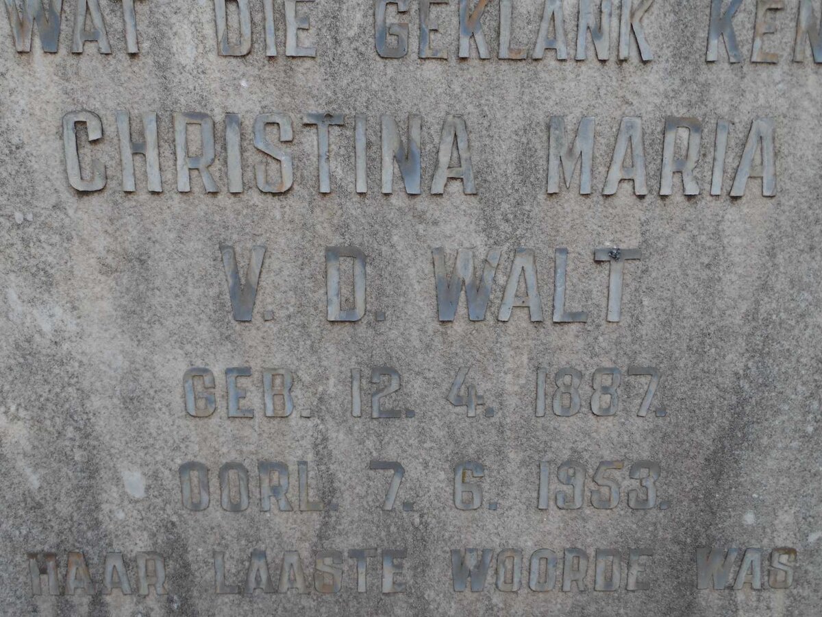 WALT Christina Maria, v.d. 1887-1953