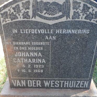 WESTHUIZEN Johanna Catharina, van der 1923-1968