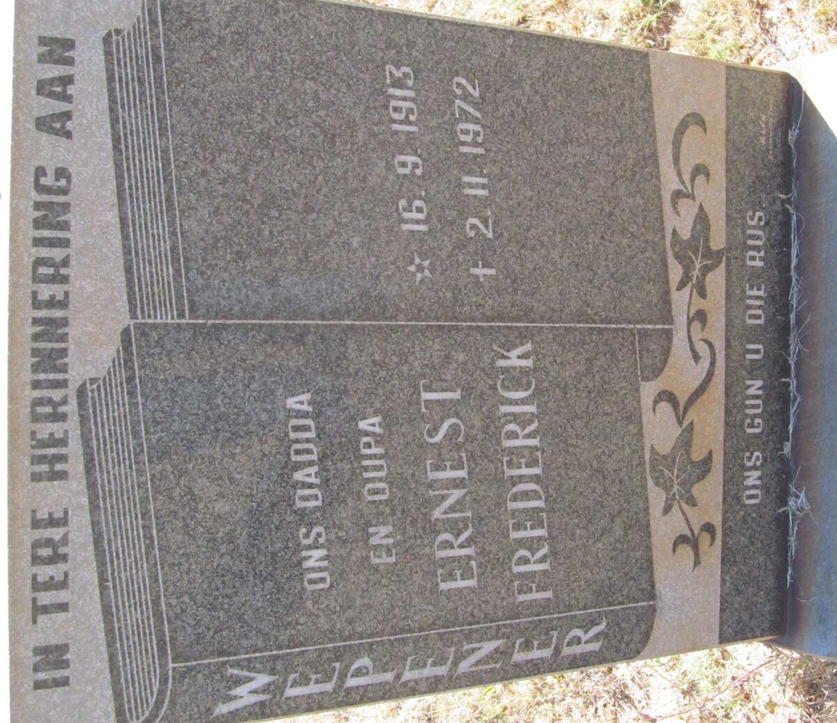 WEPENER Ernest Frederick 1913-1972